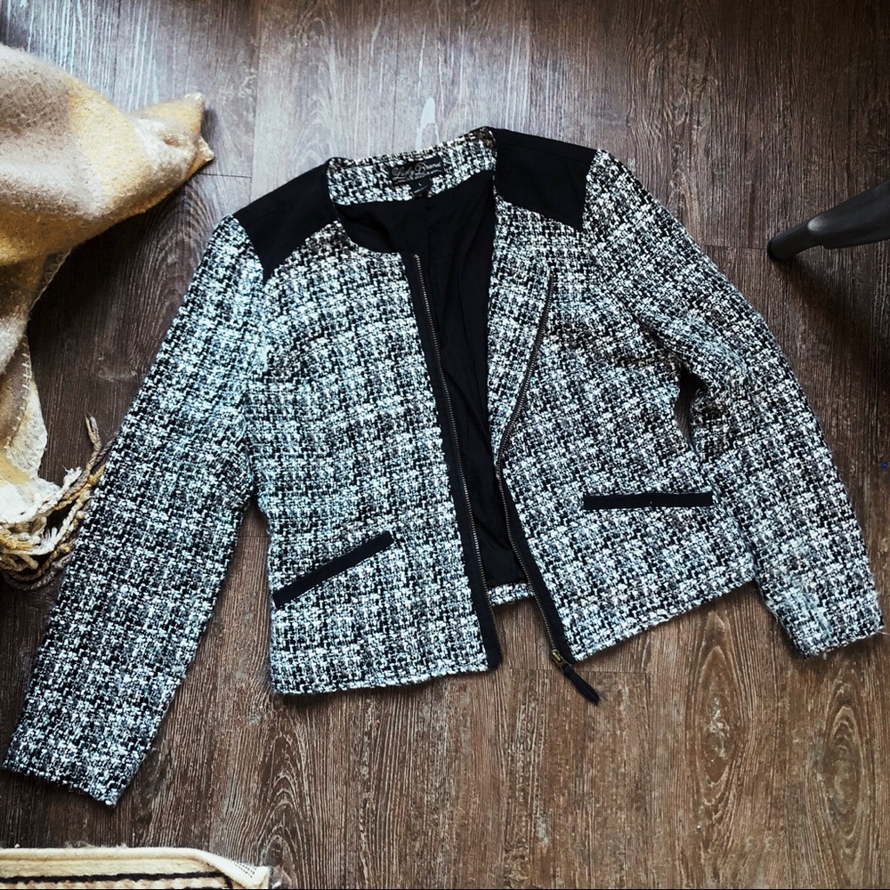 Lucky Brand tweed and suede jacket, L